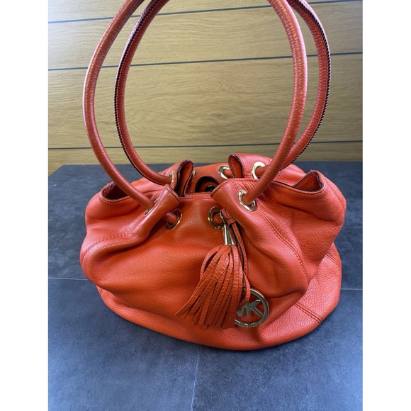 Michael Kors Handbags - Michael Kors Orange Leather Hobo Shoulder Bag w/ Charm-See Description